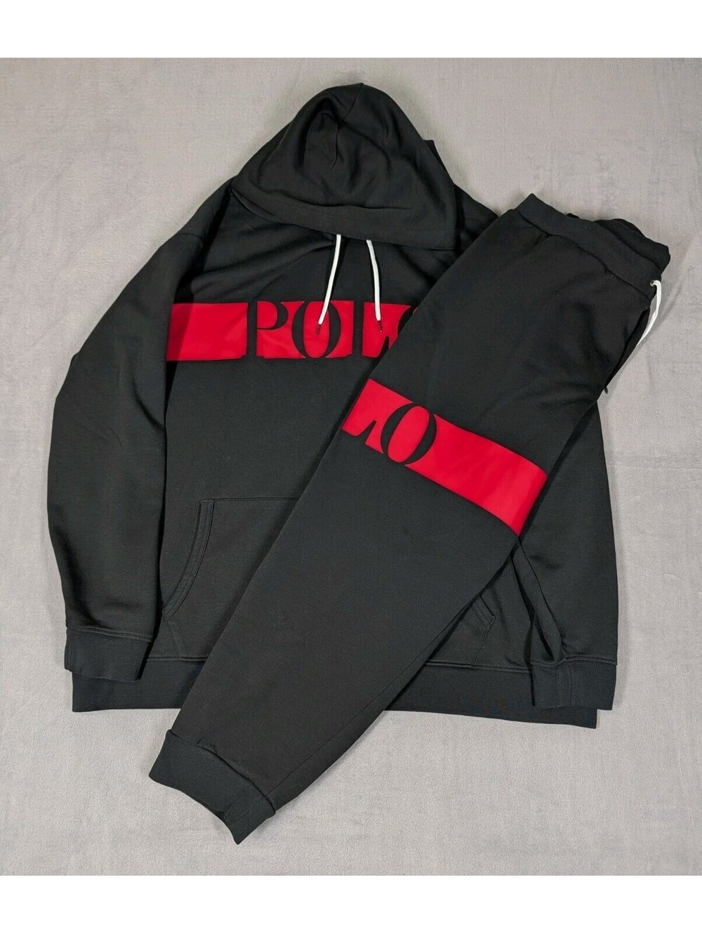 Polo Ralph Lauren Mens 3XLT 2XB Black Red Hoodie Joggers Tracksuit Big Tall Logo